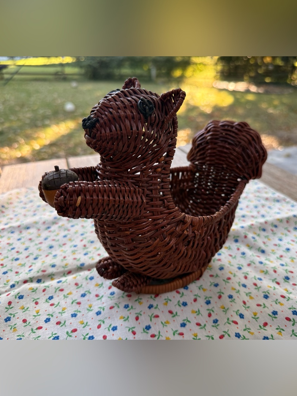 Vintage Wicker Squirrel Basket 🐿️ Woodland Catchall